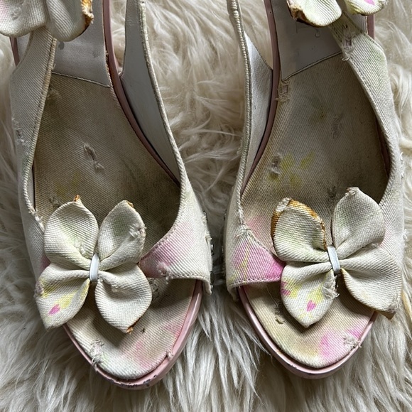 Vintage Y2K DIOR DISTRESSED canvas Diorissimo Pink Slingback heels Sandals - Picture 2 of 15